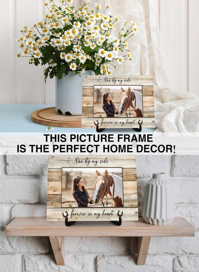 KFNER Horse Picture Frame Gift, Rustic Horses Photo Frame Gift, Horses Decor Gifts for Women Men Horse Lover Pet Owner, Horse Mom Gifts, One By My Side Forever in My Heart Photo Frame Desk Decor -23 - Image 3
